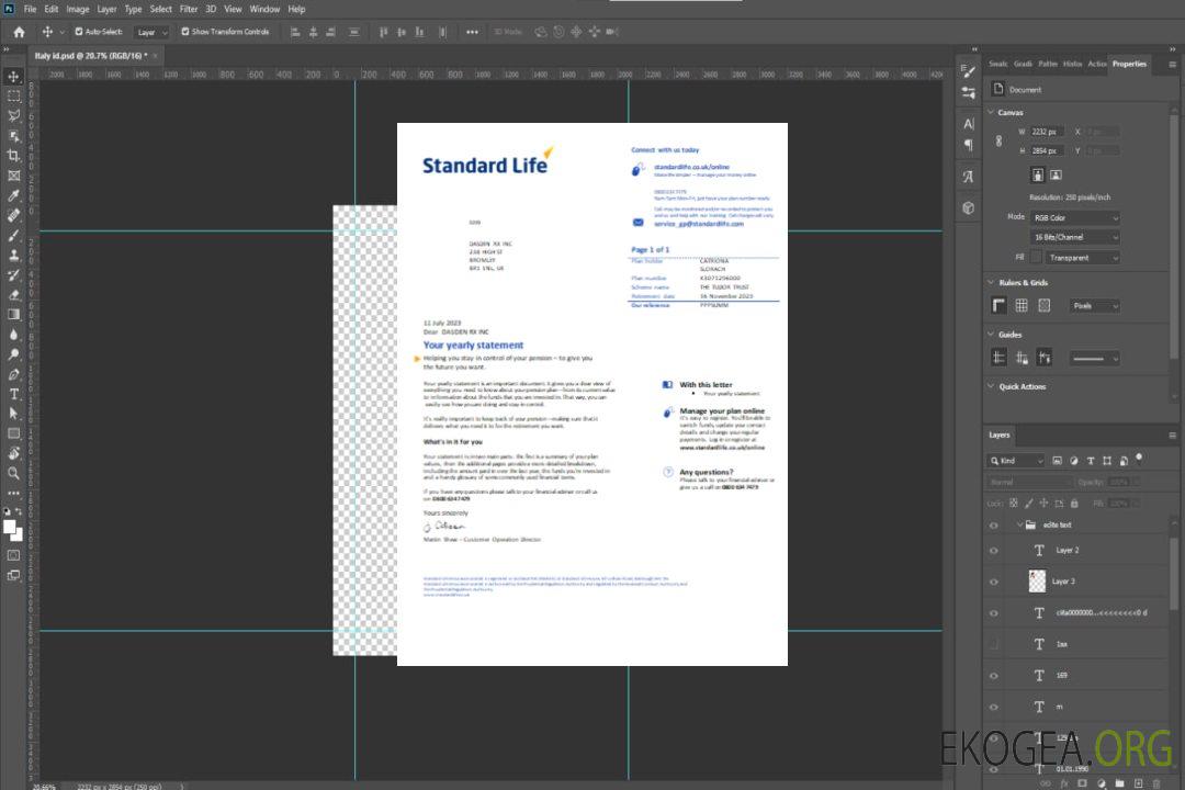 Facture commerciale de services publics de la Standard Life, SCR template Facture commerciale de services publics de la Standard Life, SCR template